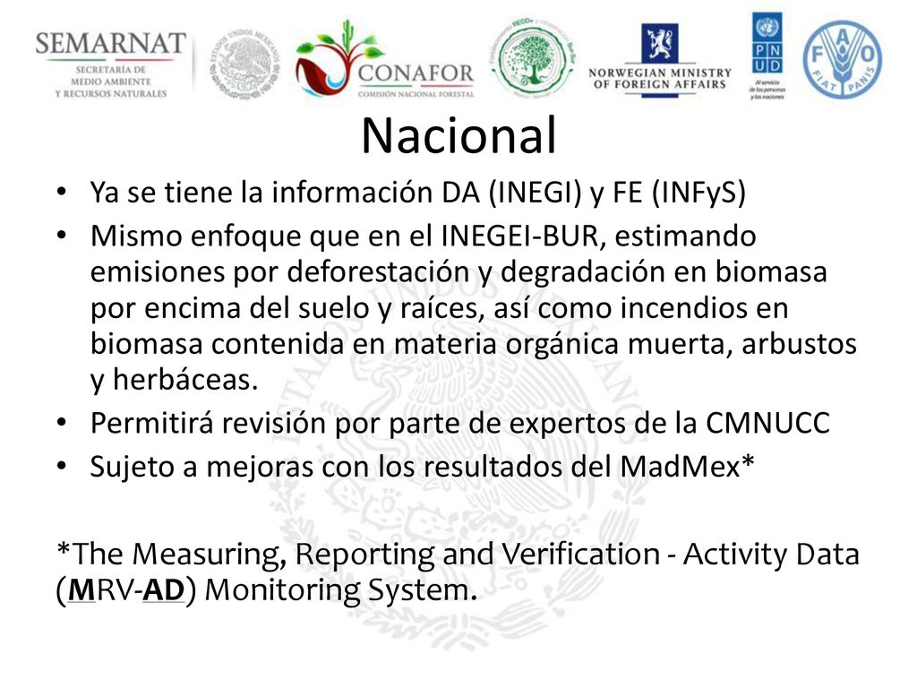 Nacional Ya se tiene la información DA (INEGI) y FE (INFyS)