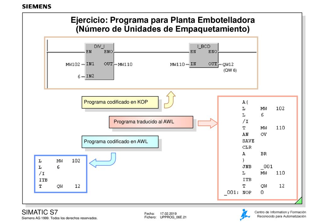 Ejercicio: Programa para Planta Embotelladora (Número de Unidades de Empaquetamiento)