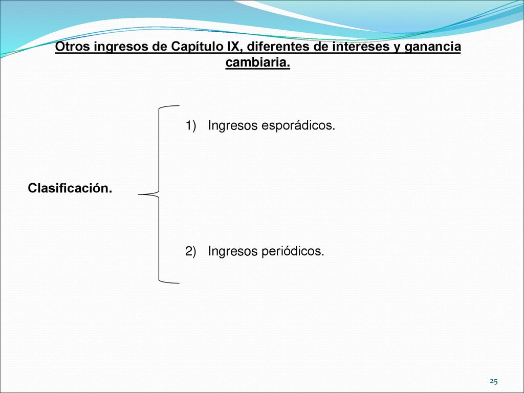 Otros ingresos de Capítulo IX, diferentes de intereses y ganancia cambiaria.