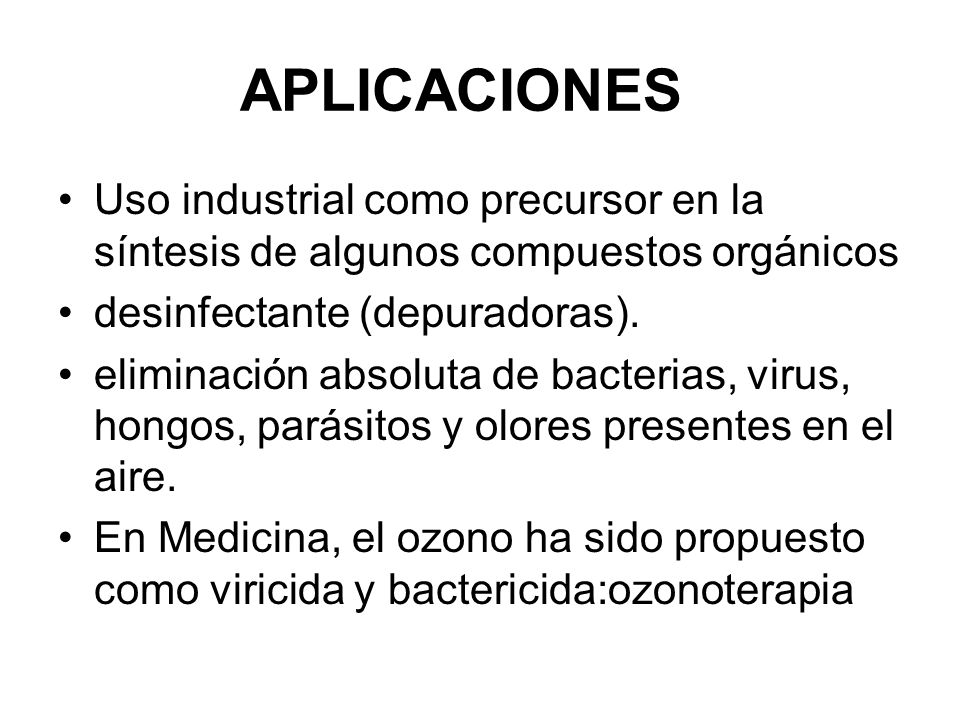 APLICACIONES Uso industrial como precursor en la síntesis de algunos compuestos orgánicos. desinfectante (depuradoras).