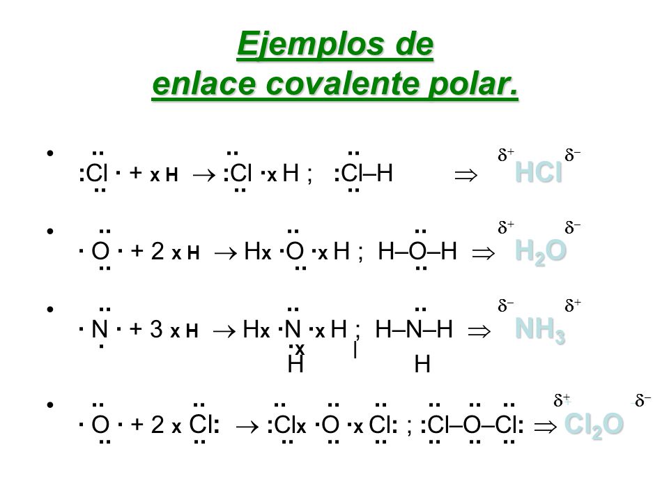 ejemplos de enlaces quimicos covalente polar