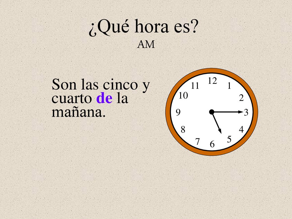 ¿Qué hora es AM Son las cinco y cuarto de la mañana