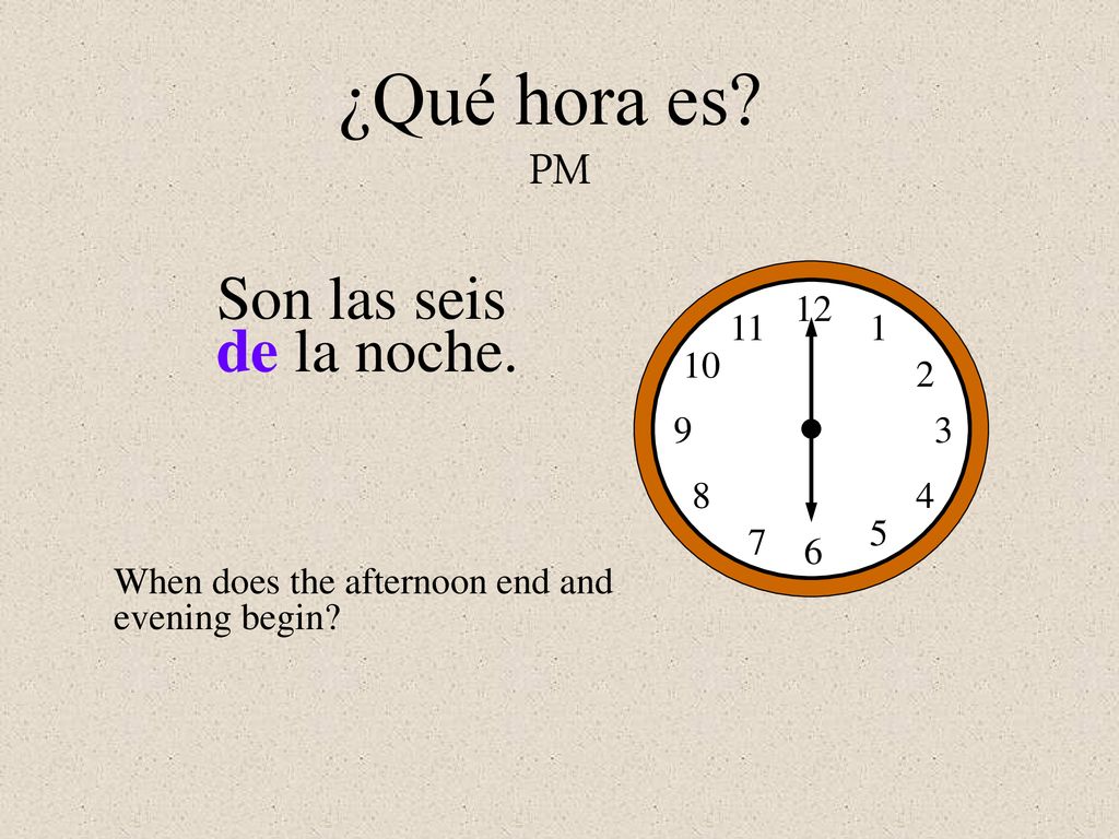 ¿Qué hora es PM Son las seis de la noche