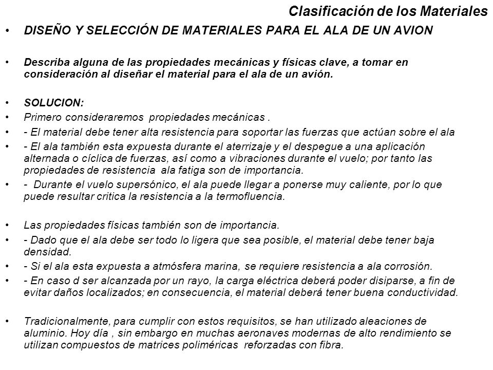 DISEÑO Y SELECCIÓN DE MATERIALES PARA EL ALA DE UN AVION