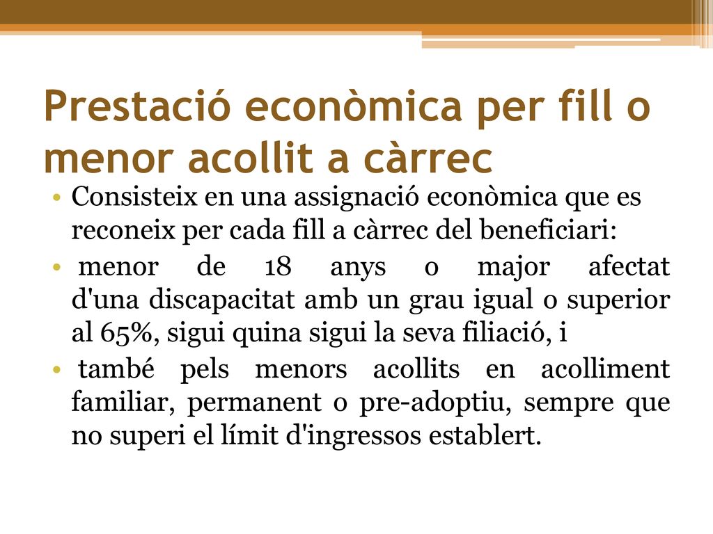 Prestació econòmica per fill o menor acollit a càrrec
