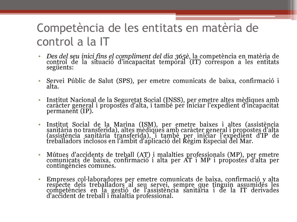 Competència de les entitats en matèria de control a la IT