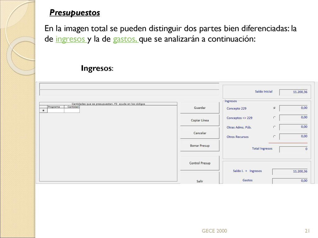 Presupuestos En la imagen total se pueden distinguir dos partes bien diferenciadas: la de ingresos y la de gastos, que se analizarán a continuación: