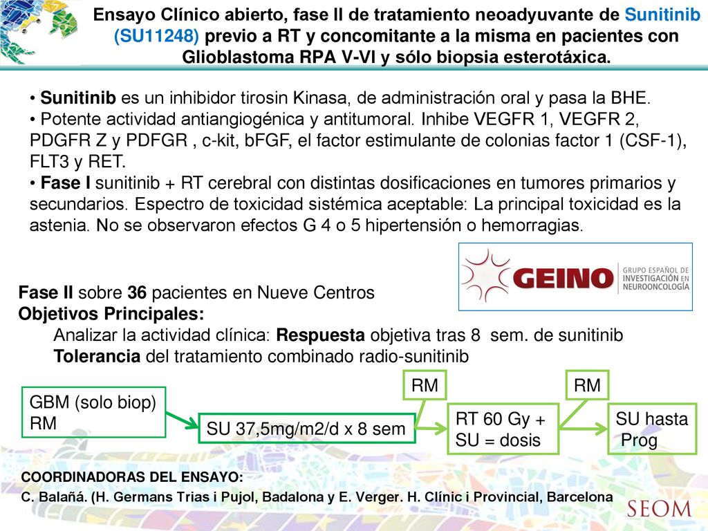 Fase II sobre 36 pacientes en Nueve Centros Objetivos Principales: