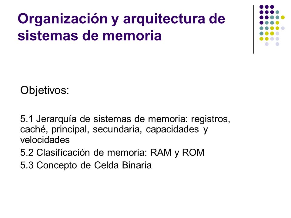 Organización y arquitectura de sistemas de memoria
