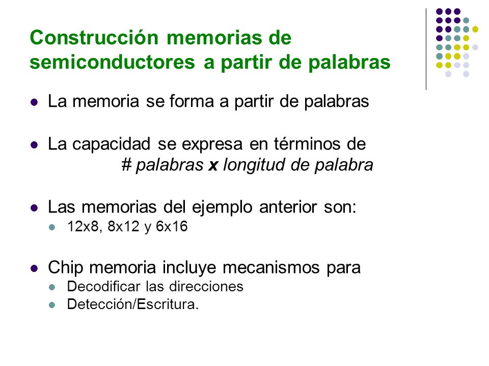 Construcción memorias de semiconductores a partir de palabras