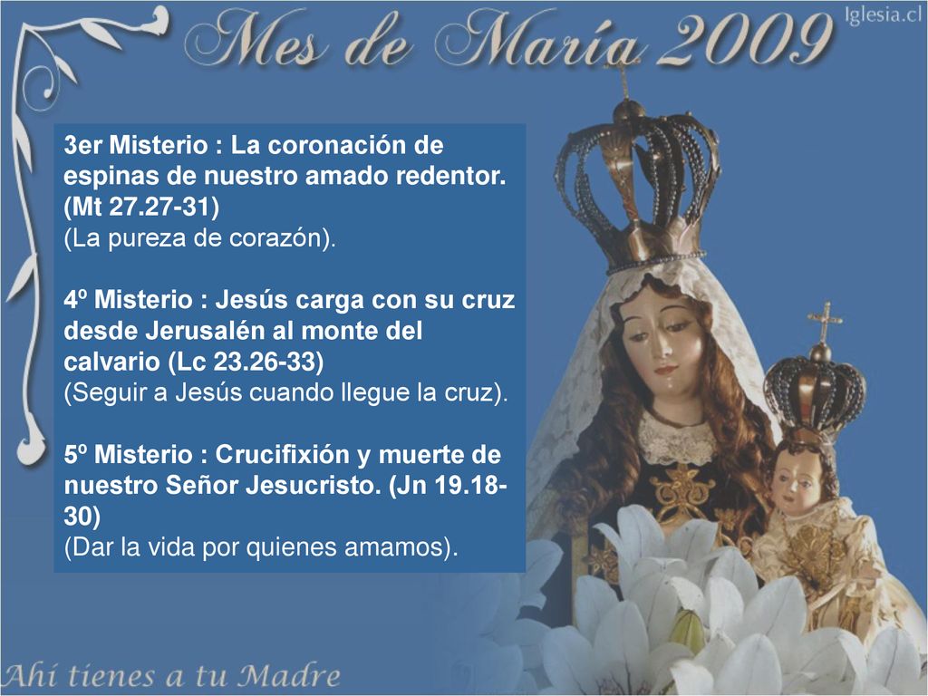 3er Misterio : La coronación de espinas de nuestro amado redentor