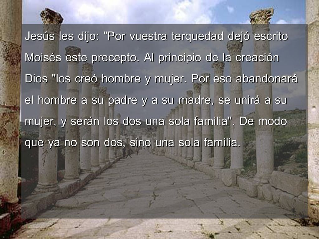 Jesús les dijo: Por vuestra terquedad dejó escrito Moisés este precepto.