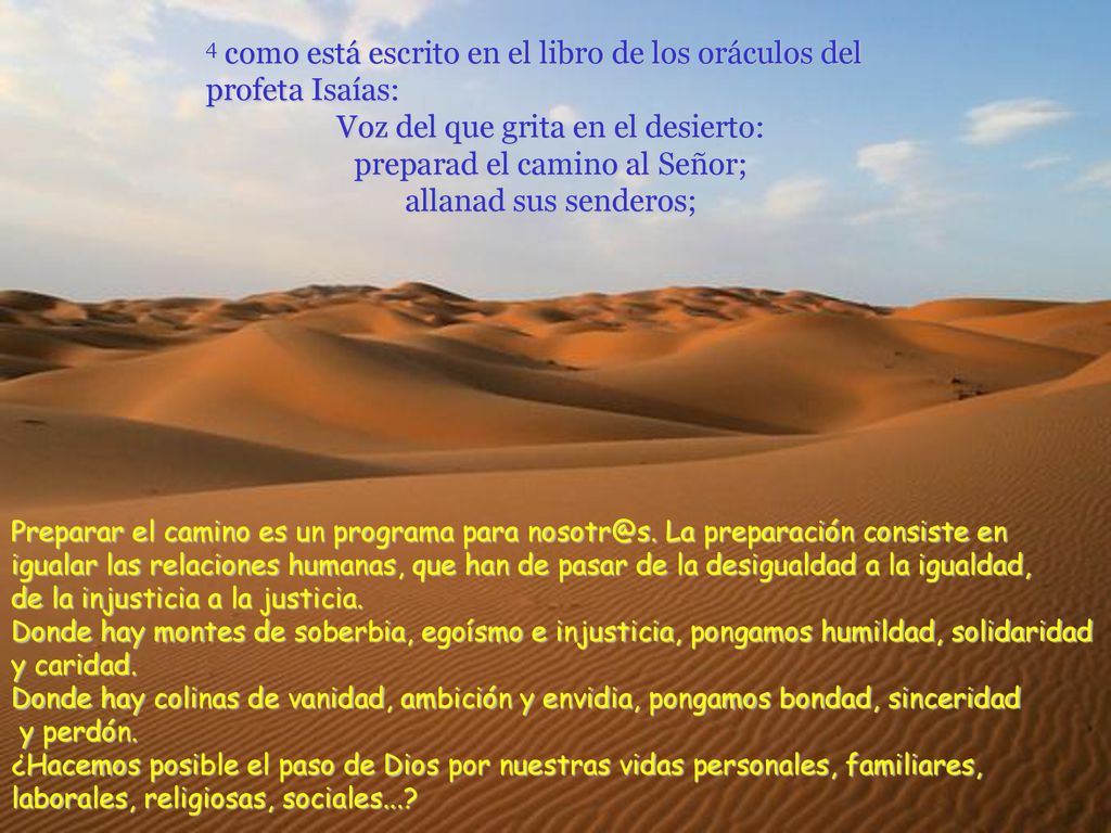 4 como está escrito en el libro de los oráculos del profeta Isaías: