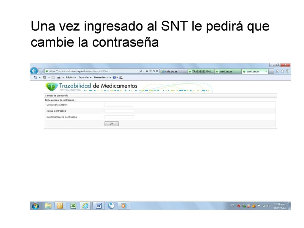 Una vez ingresado al SNT le pedirá que cambie la contraseña