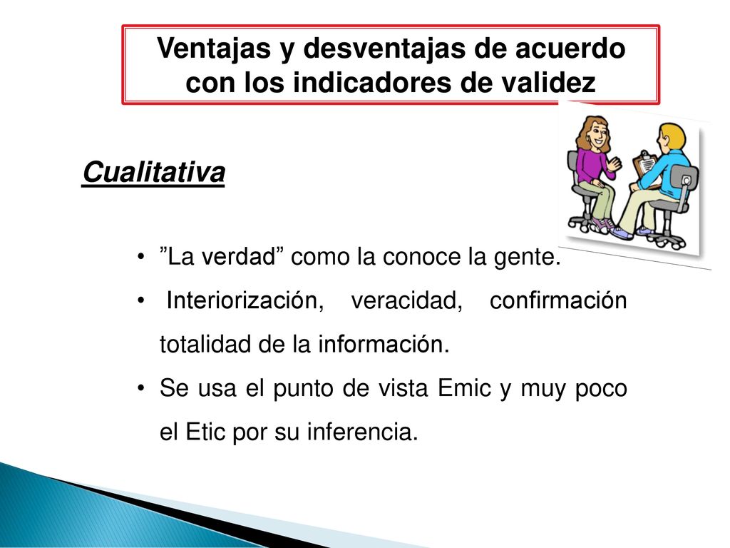 Ventajas y desventajas de acuerdo con los indicadores de validez
