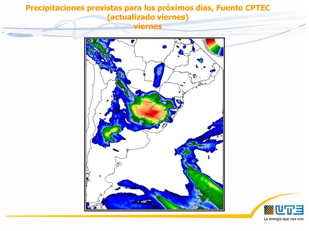Precipitaciones previstas para los próximos días, Fuente CPTEC (actualizado viernes)