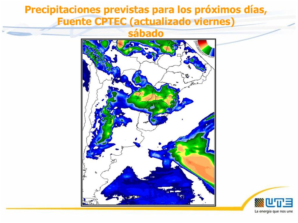 Precipitaciones previstas para los próximos días, Fuente CPTEC (actualizado viernes)