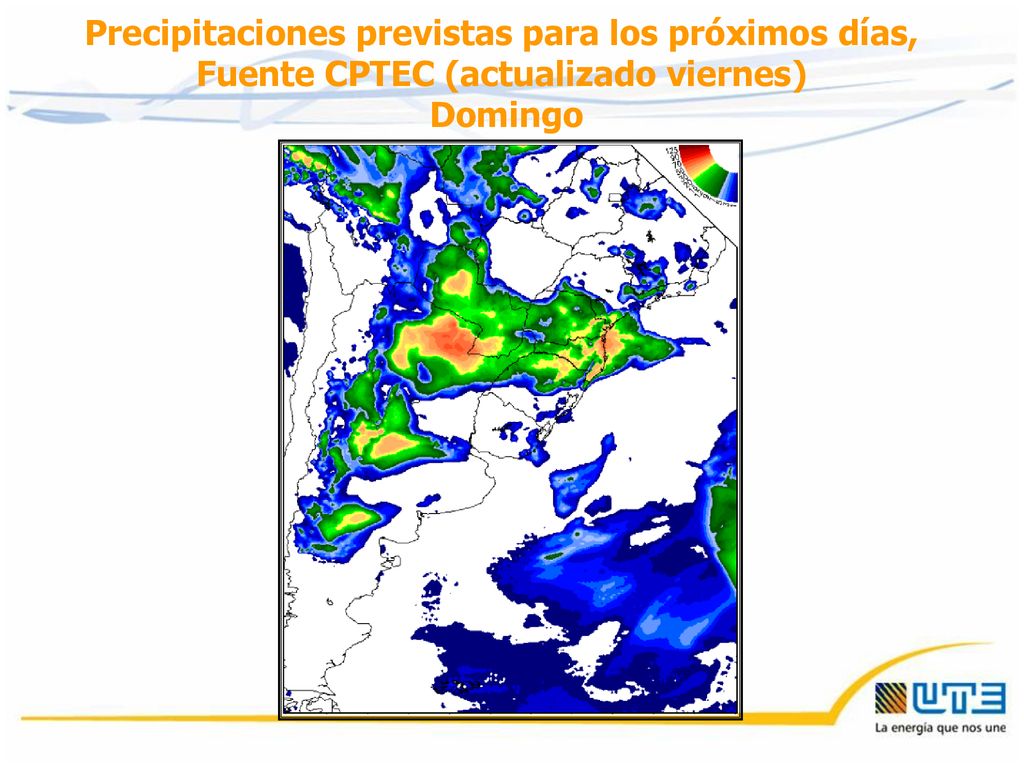 Precipitaciones previstas para los próximos días, Fuente CPTEC (actualizado viernes)
