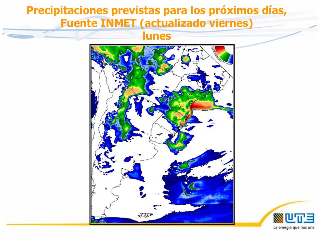 Precipitaciones previstas para los próximos días, Fuente INMET (actualizado viernes)