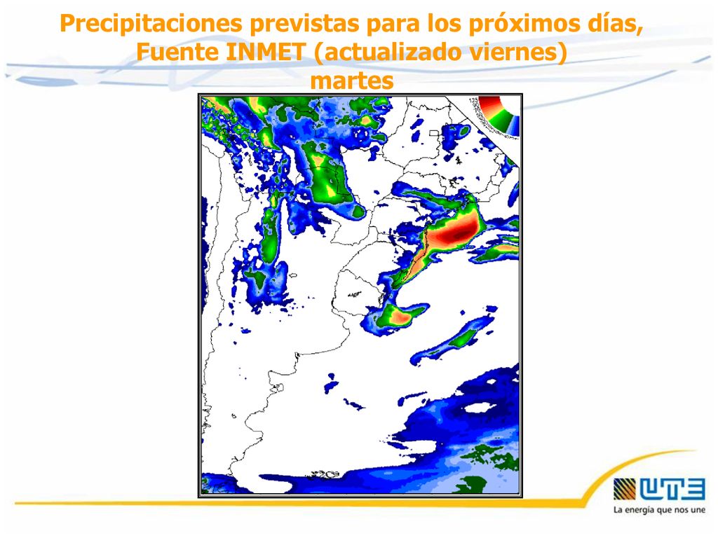 Precipitaciones previstas para los próximos días, Fuente INMET (actualizado viernes)