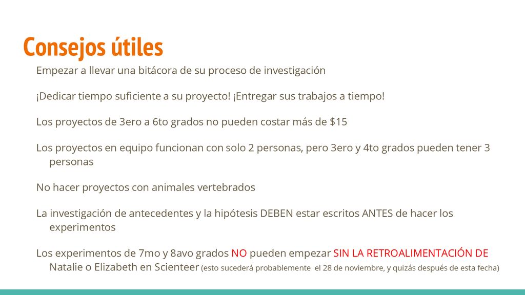 Consejos útiles Empezar a llevar una bitácora de su proceso de investigación.