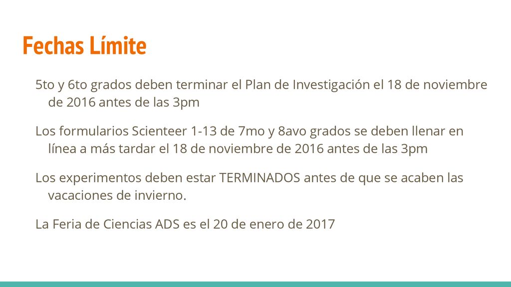 Fechas Límite 5to y 6to grados deben terminar el Plan de Investigación el 18 de noviembre de 2016 antes de las 3pm.