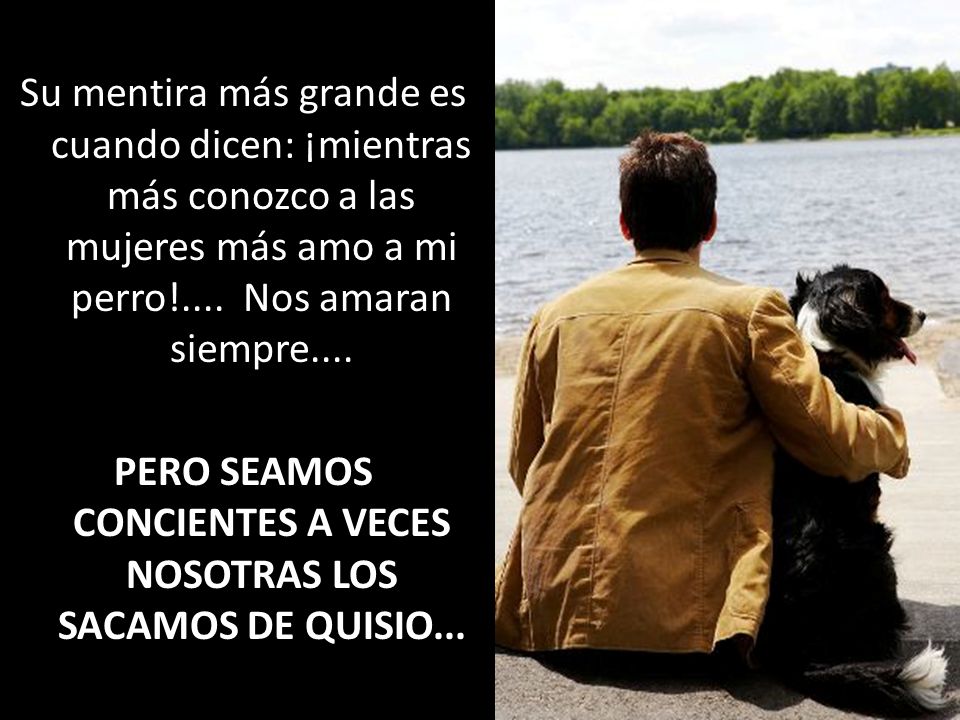Su mentira más grande es cuando dicen: ¡mientras más conozco a las mujeres más amo a mi perro!....