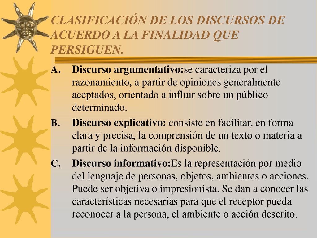 CLASIFICACIÓN DE LOS DISCURSOS DE ACUERDO A LA FINALIDAD QUE PERSIGUEN.