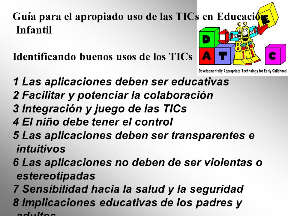 Guía para el apropiado uso de las TICs en Educación Infantil