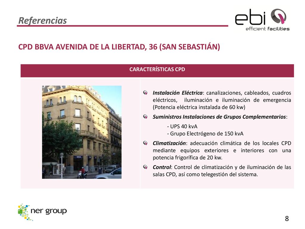Referencias CPD BBVA AVENIDA DE LA LIBERTAD, 36 (SAN SEBASTIÁN)