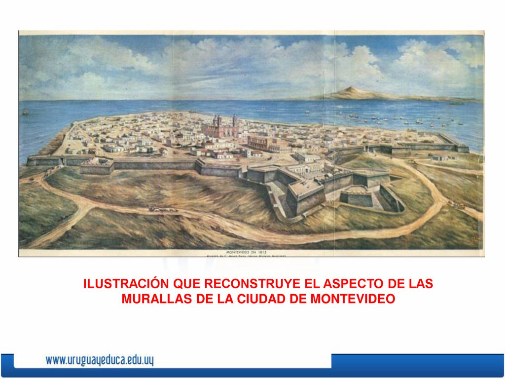 ILUSTRACIÓN QUE RECONSTRUYE EL ASPECTO DE LAS MURALLAS DE LA CIUDAD DE MONTEVIDEO
