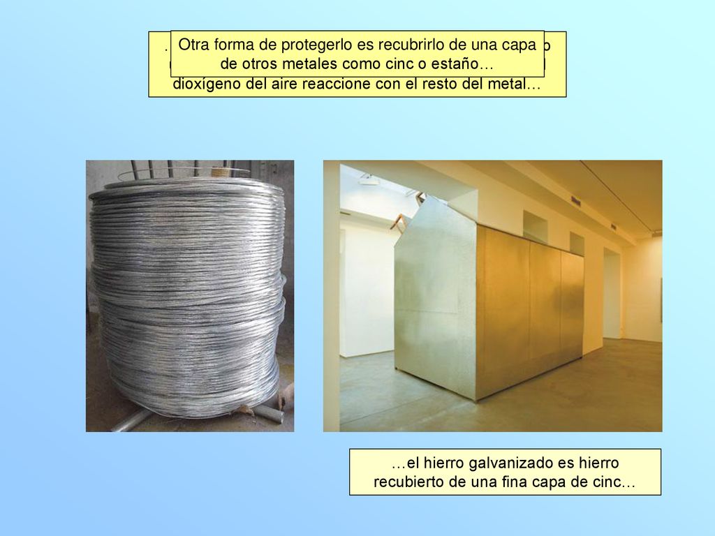 …el hierro galvanizado es hierro recubierto de una fina capa de cinc…