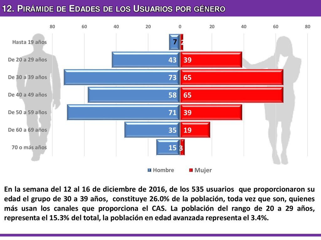 12. Pirámide de Edades de los Usuarios por género