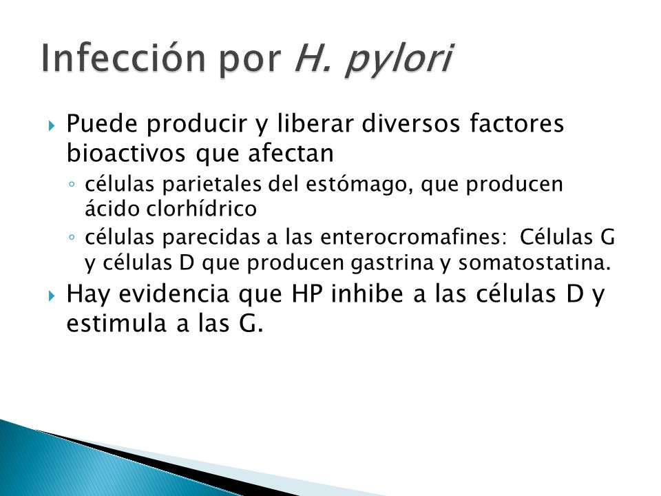 Infección por H. pylori Puede producir y liberar diversos factores bioactivos que afectan.