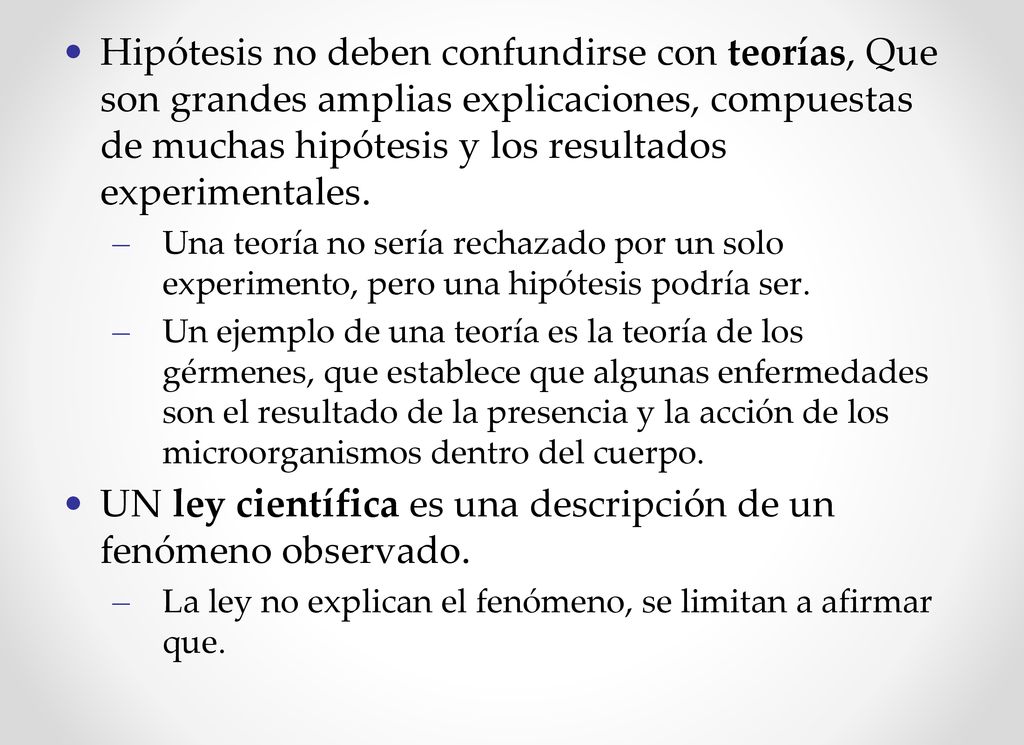 UN ley científica es una descripción de un fenómeno observado.