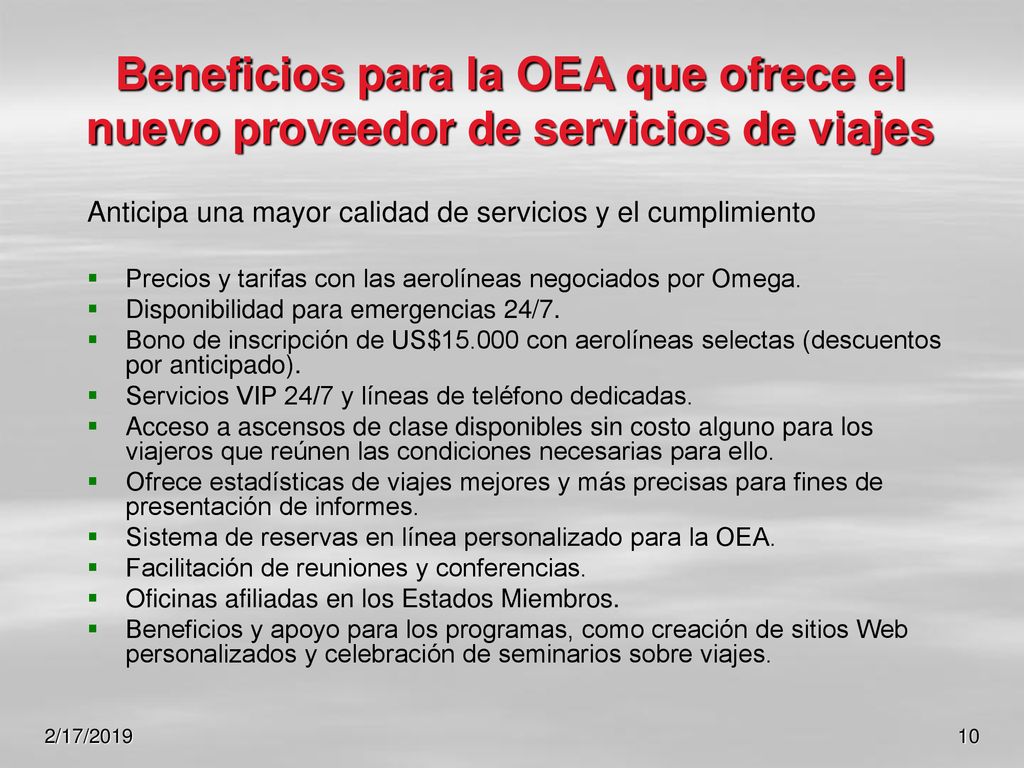 Beneficios para la OEA que ofrece el nuevo proveedor de servicios de viajes