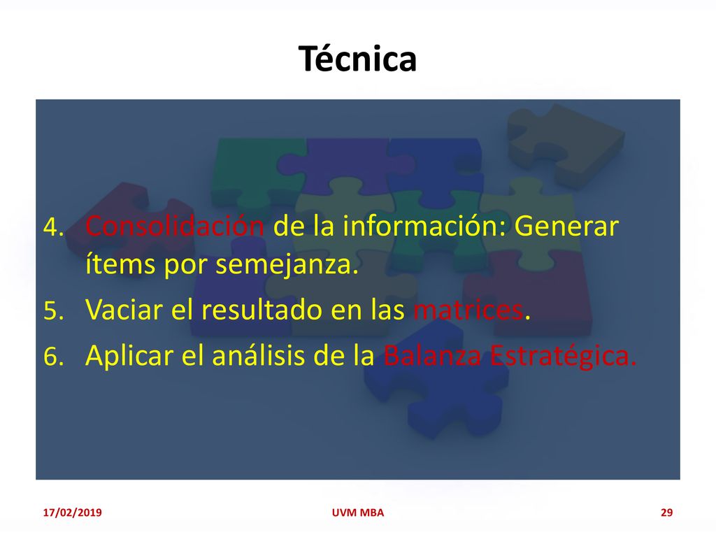 Técnica Consolidación de la información: Generar ítems por semejanza.