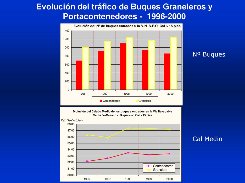 Evolución del tráfico de Buques Graneleros y Portacontenedores