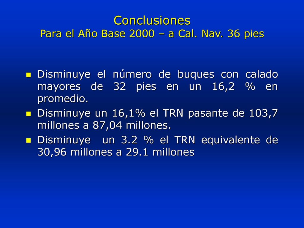 Conclusiones Para el Año Base 2000 – a Cal. Nav. 36 pies