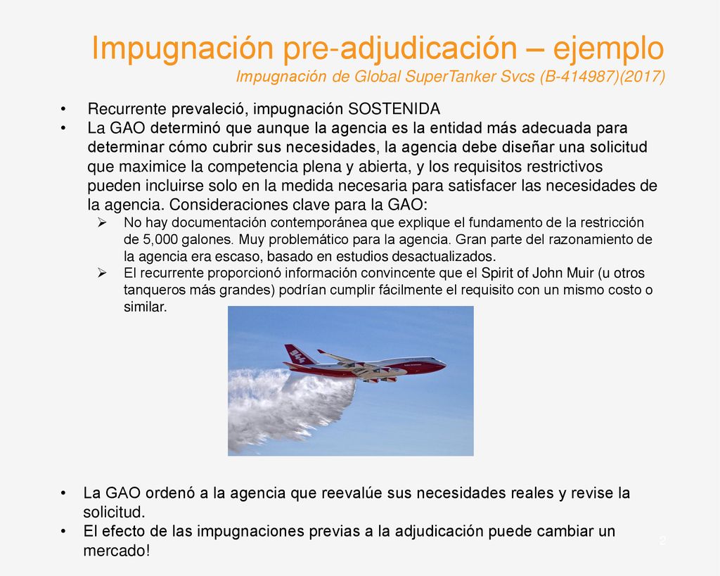 Impugnación pre-adjudicación – ejemplo Impugnación de Global SuperTanker Svcs (B )(2017)