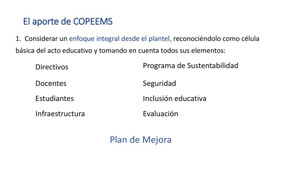 El aporte de COPEEMS Plan de Mejora Directivos