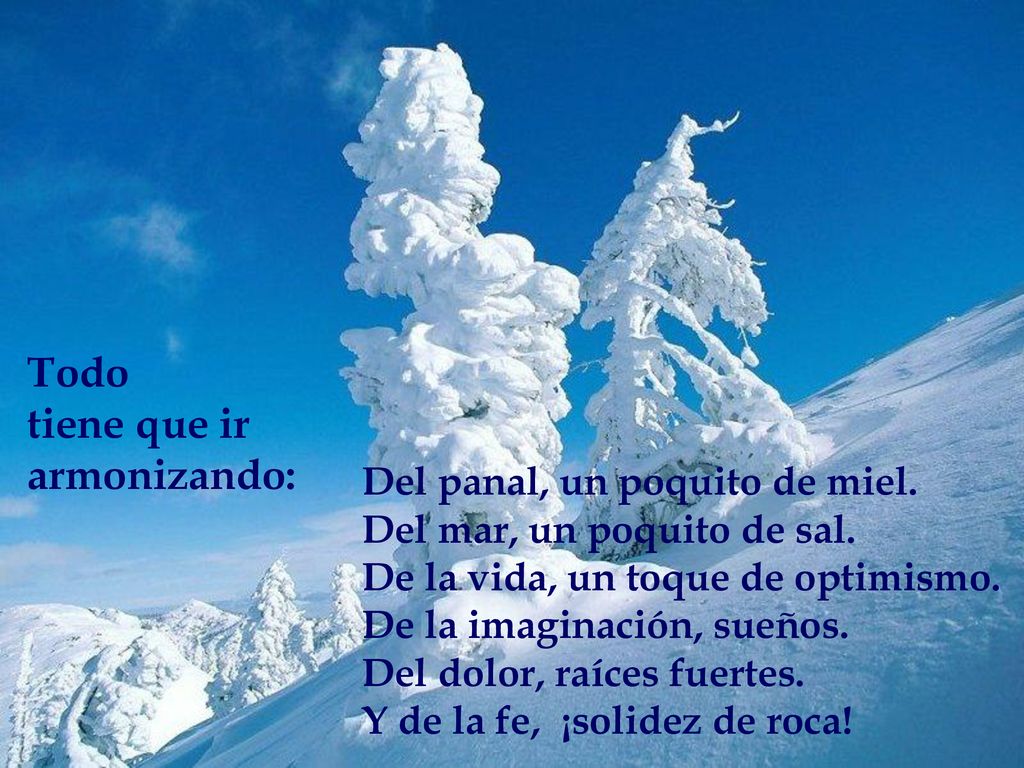Todo tiene que ir armonizando: Del panal, un poquito de miel.