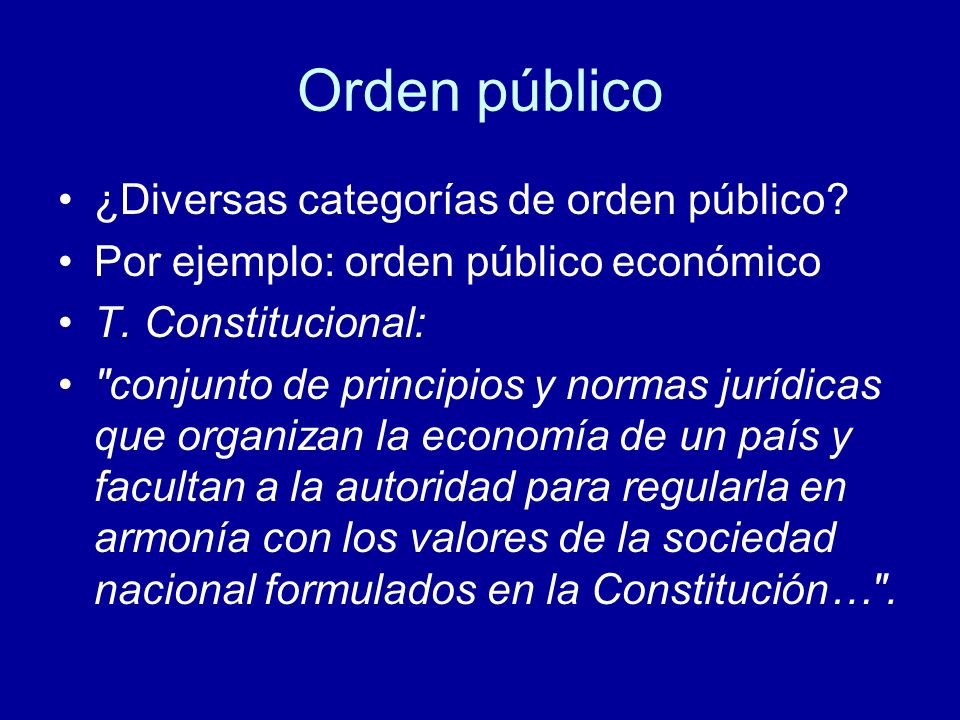 Orden público ¿Diversas categorías de orden público