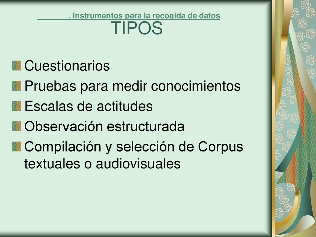 TIPOS Cuestionarios Pruebas para medir conocimientos