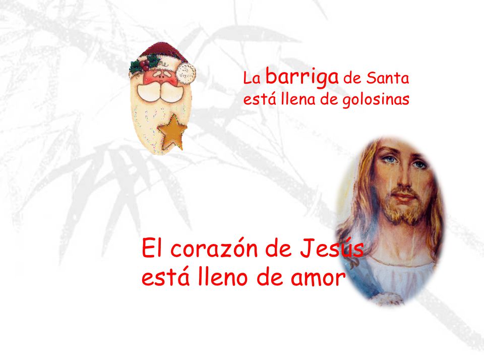 El corazón de Jesús está lleno de amor La barriga de Santa