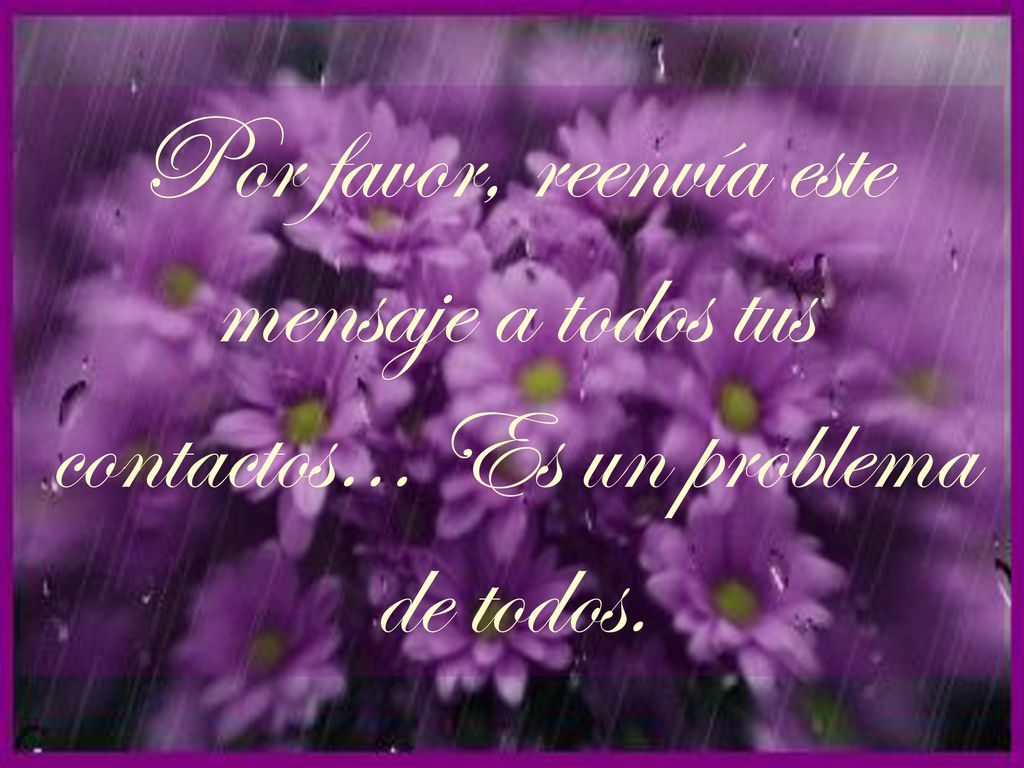 Por favor, reenvía este mensaje a todos tus contactos… Es un problema de todos.