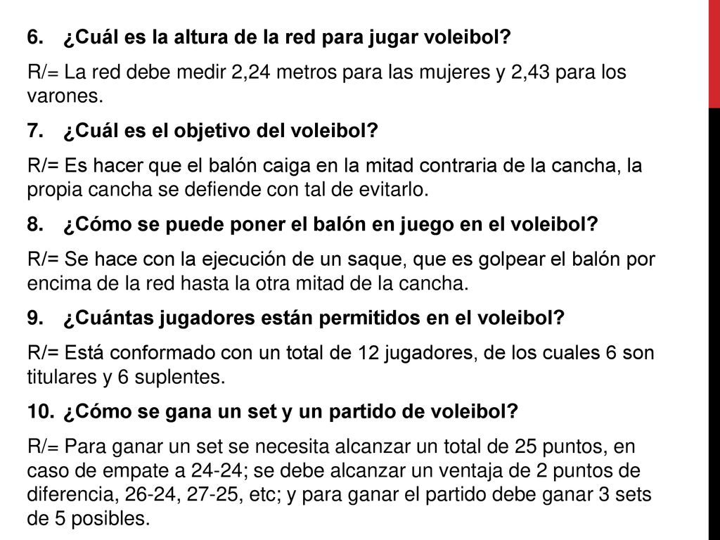 ¿Cuál es la altura de la red para jugar voleibol