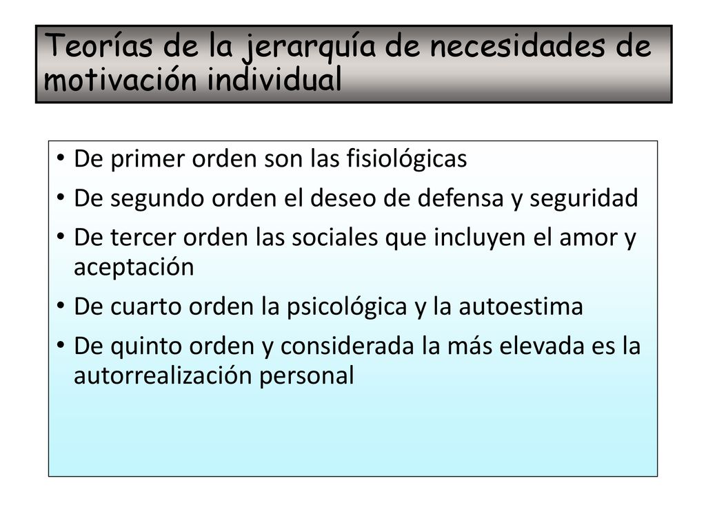 Teorías de la jerarquía de necesidades de motivación individual