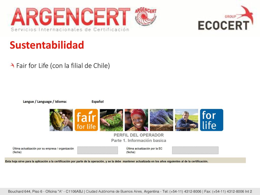 Sustentabilidad Fair for Life (con la filial de Chile)