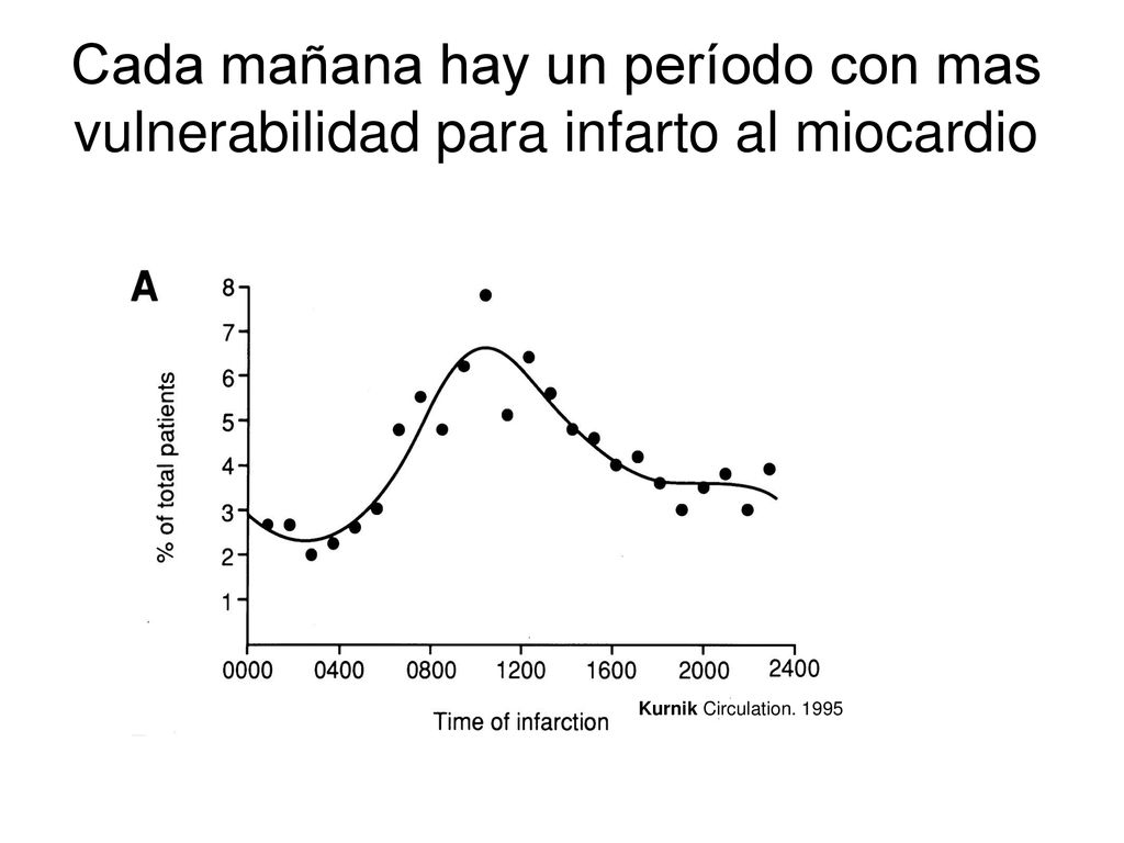 Cada mañana hay un período con mas vulnerabilidad para infarto al miocardio